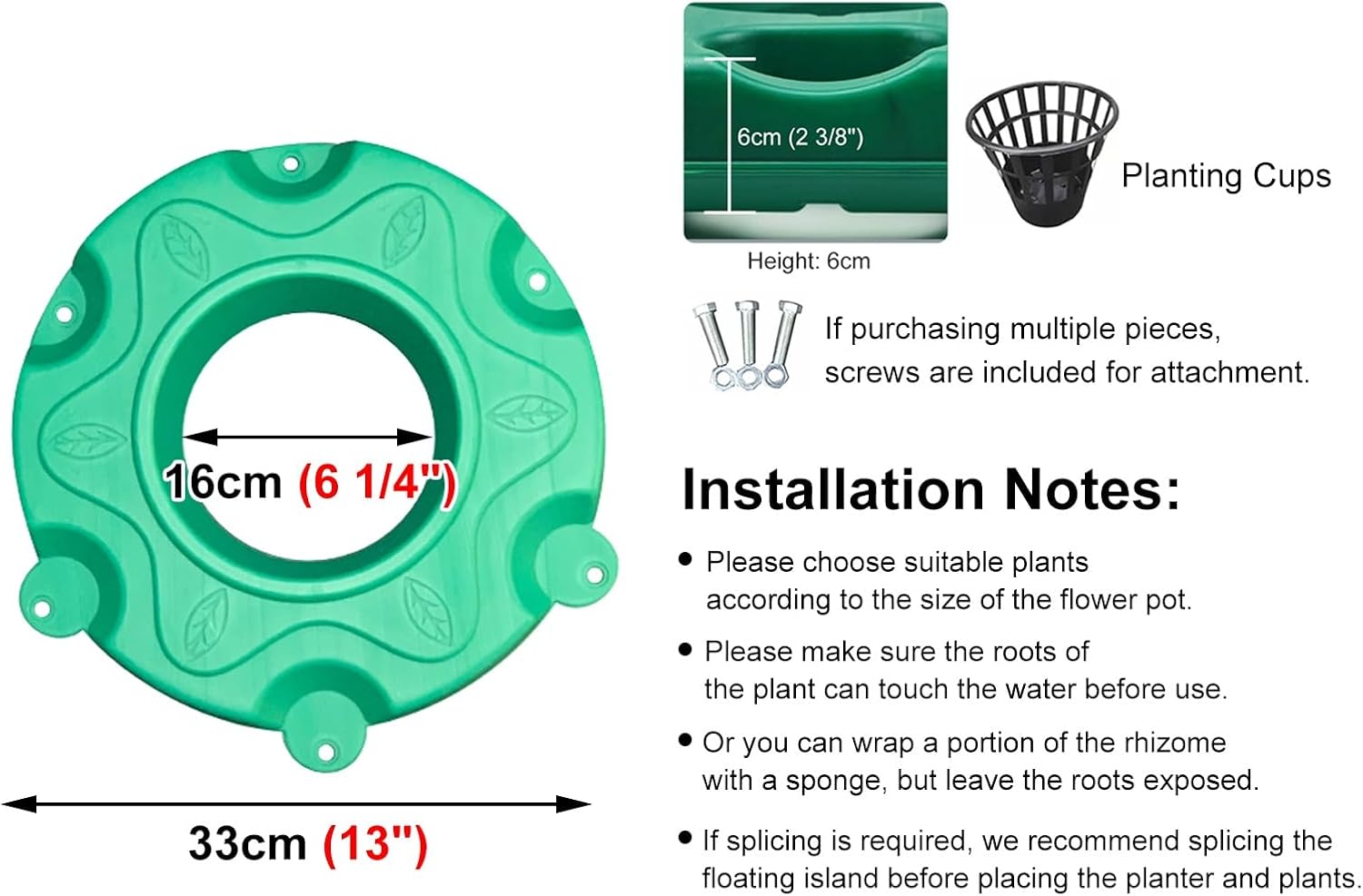 Aquarium Water Plants Floating Planter Basket Outdoor Plant Island for