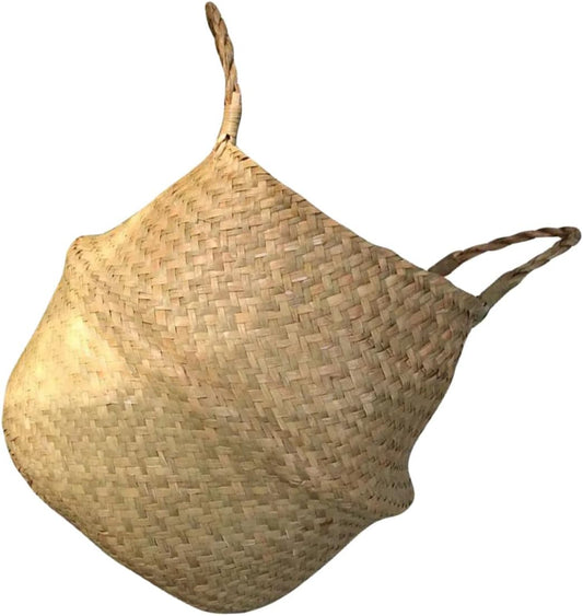 Woven Flowerpot Basket Handwoven Storage Bin Large Foldable Rattan Pla