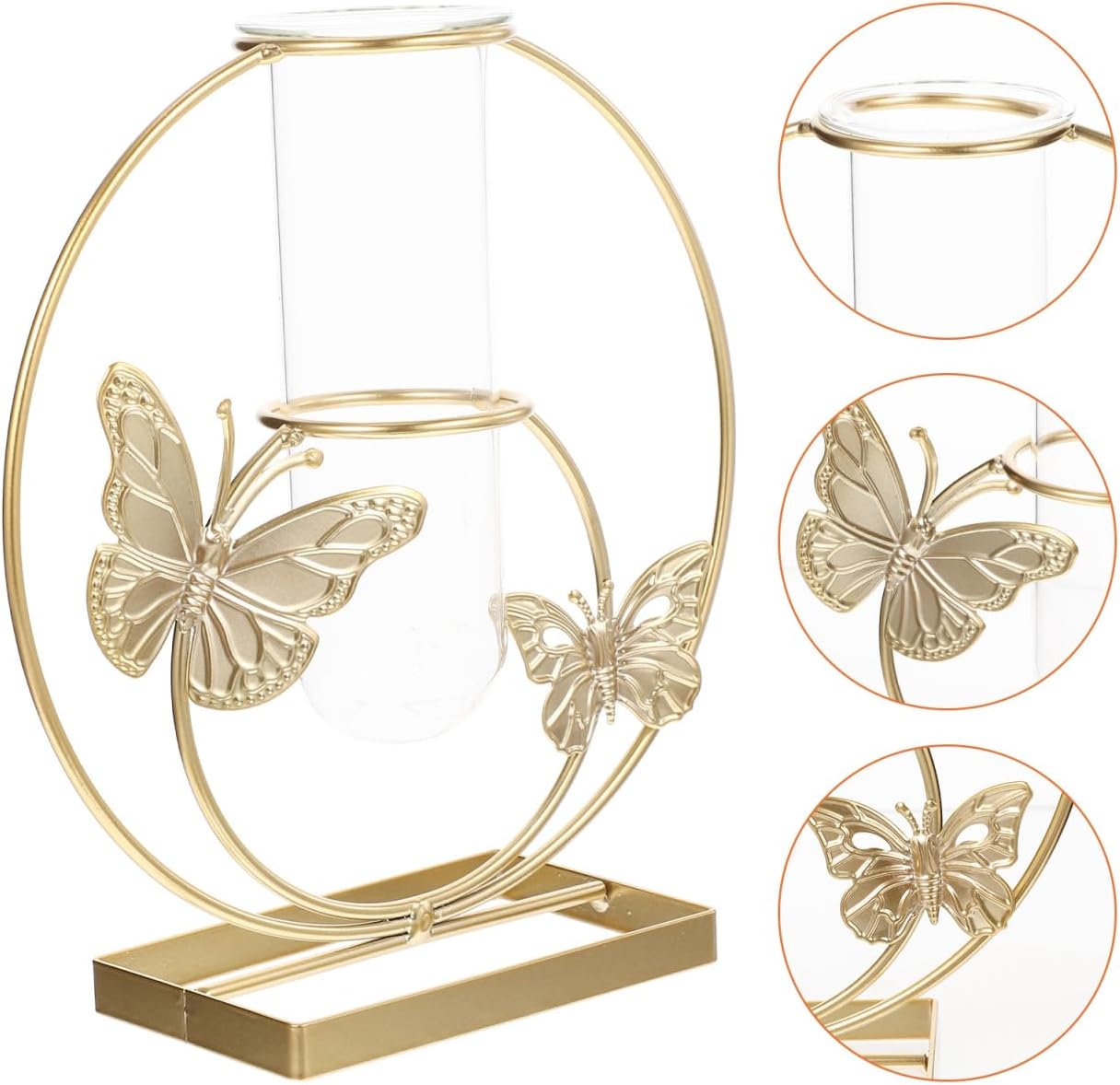Hydroponic Flower Pot Clear Glass Vase with Butterfly Pattern 8.26X7.87X2.95In Decorative Desktop Planter for Home Wedding Party Centerpiece