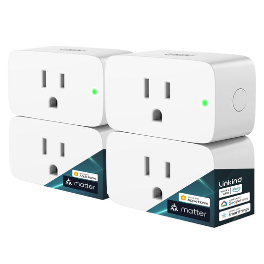 Linkind Matter Smart Plug, Work with Apple Home, Siri, Alexa, Google, 