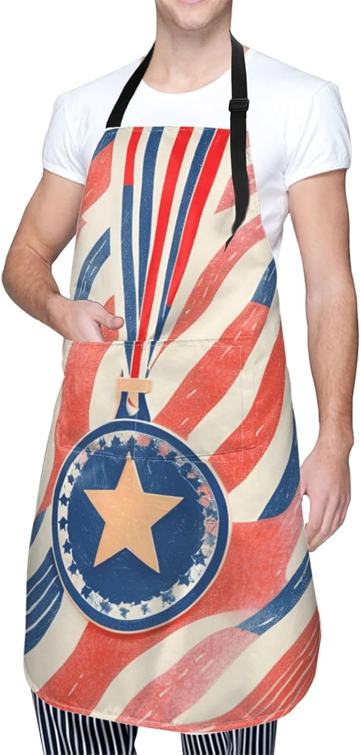 YANYU star Print 28x33 In Kitchen Apron Stylish Chef Apron with Pockets for Cooking Baking Painting