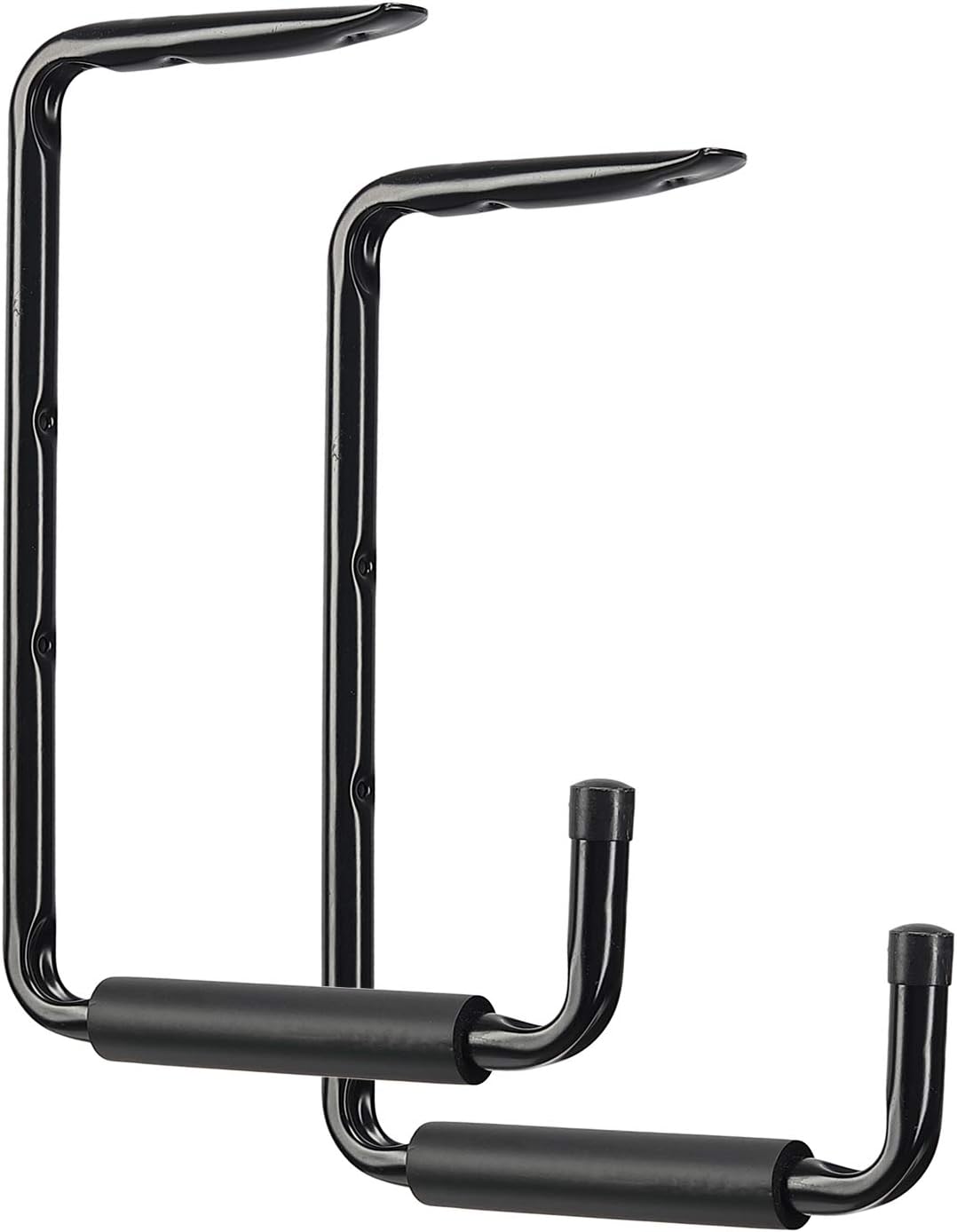Ihomepark Ladder Hooks for Garage Ceiling, 13.4" Wall Mounted Garage Storage Hooks, Heavy Duty Utility Hanger for Ladder, Wood, Tools, Garden Hose and Bike(2 Pack, Black)
