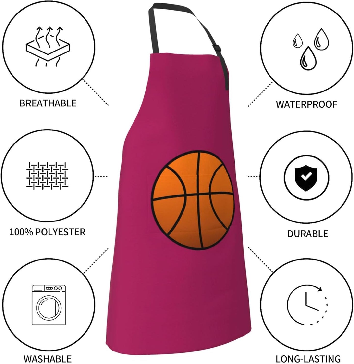 basketball print Waterproof apron with pocket adjustable cooking apron