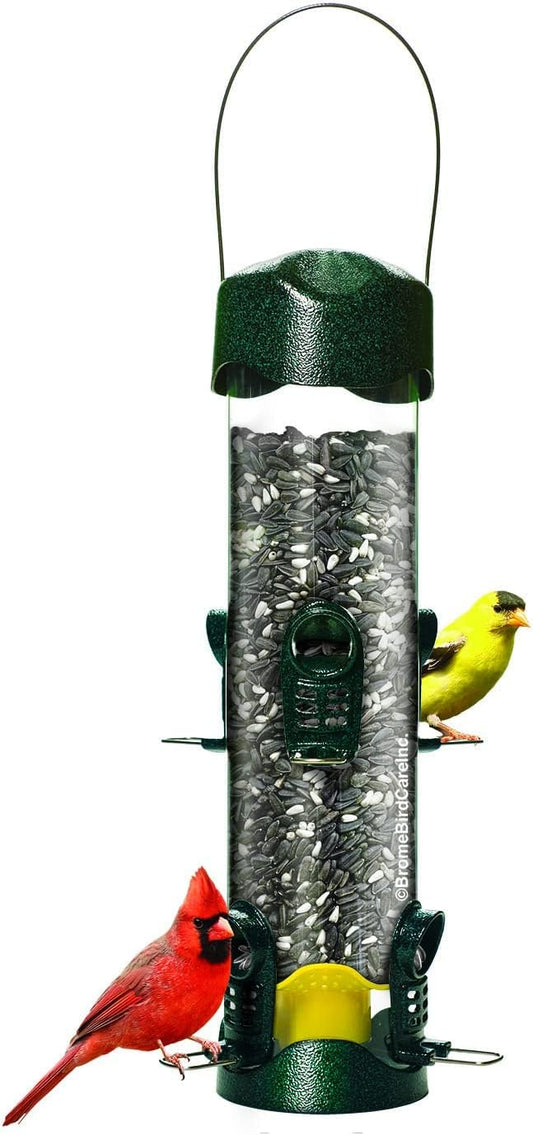 Brome Mega 600 Bird Feeder – Large Capacity Tube Feeder for Wild Birds, 6 Feeding Ports, 4 lb Seed Capacity, Easy to Clean, Metal Ports, Extendable Perches