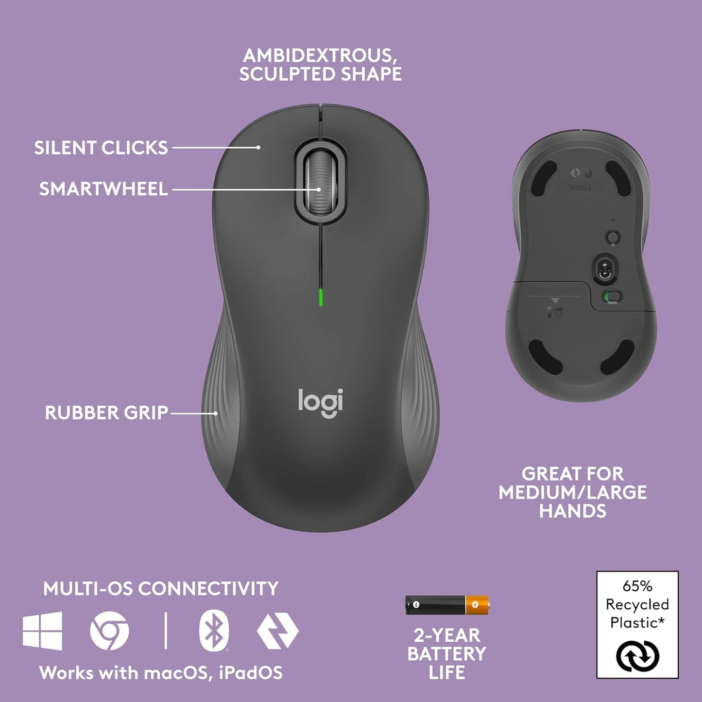 Logitech Wave Keys MK670 Combo, Wireless Ergonomic Keyboard with Signa