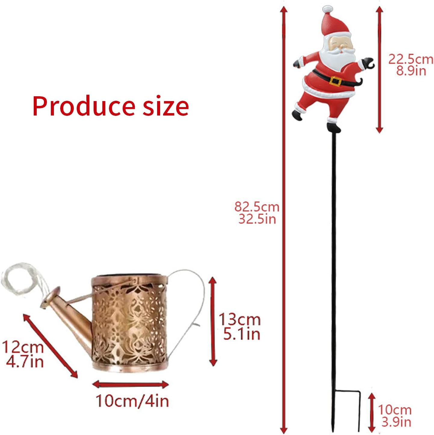 Santa Article Solar Kettle Light, Christmas Holiday Decoration, Garden