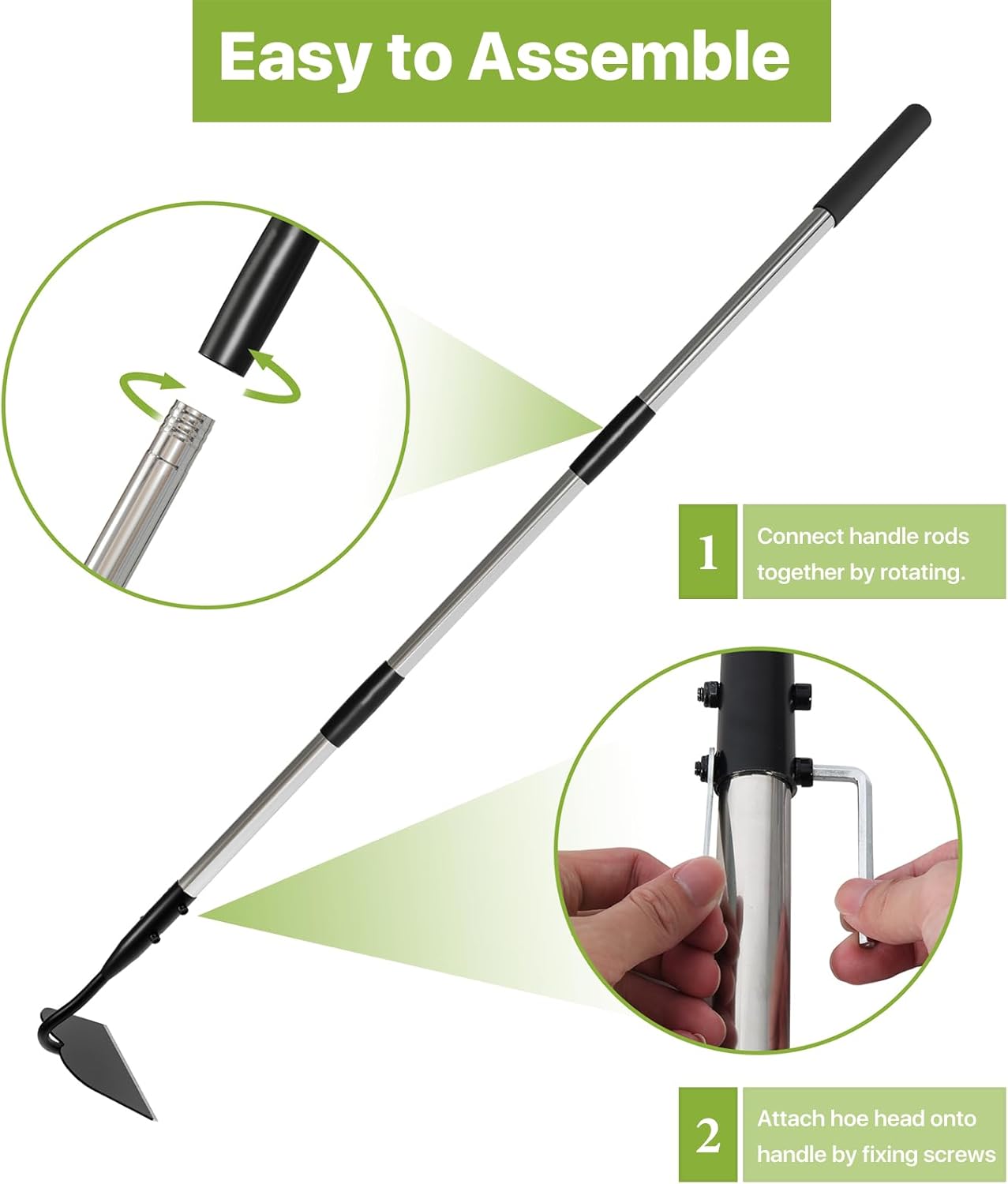 Draw Hoe Garden Tool, Heavy Duty Garden Hoes for Weeding Long Handle, 