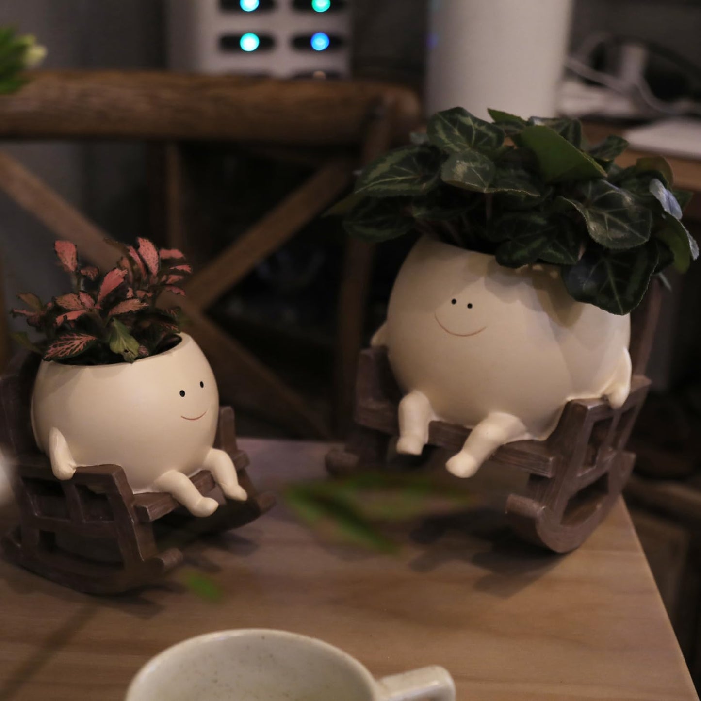 Smily Face Planter Pot Cute Resin Flower Head Planters for Indoor Outd