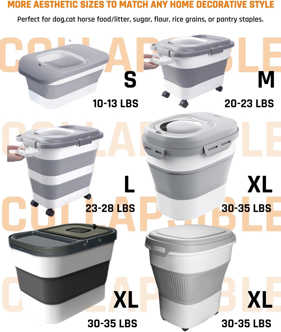 35lbs Dog Food Storage Container, Collapsible Dog Food Container, Wheels, Handle, Airtight Pet Food Storage Container, Scoop, 2L Small Dry Food Pail For Dog Cat Bird Food