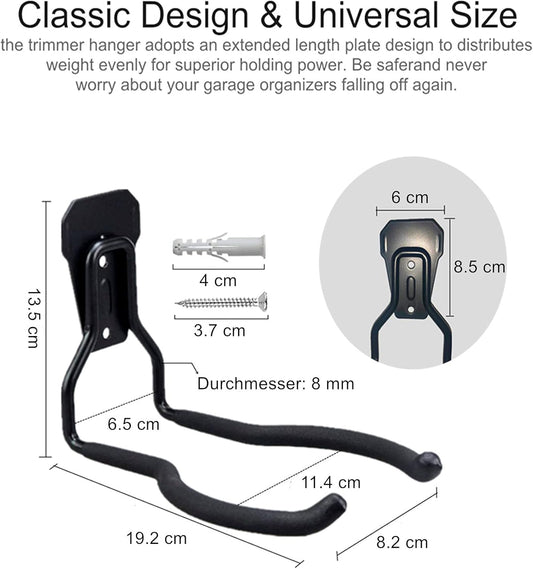 Falezern String Trimmer Hanger Bracket, Garden Lawn Trimmer Wall Mount, 1 Pcs Heavy Duty Weed Eater Rack for Garage. Garden Tool Organizer and Storage Hook for Garage Trimmer, and More.
