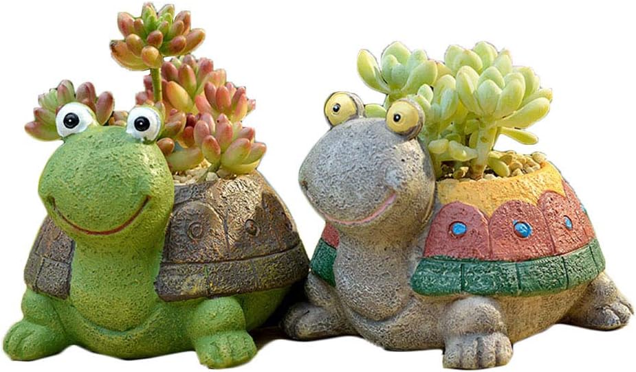 Turtle Planter for Small Plants, Bonsai, Cactus Planter, Mini Succulent Plant Pot Turtle Gift,Set of 2