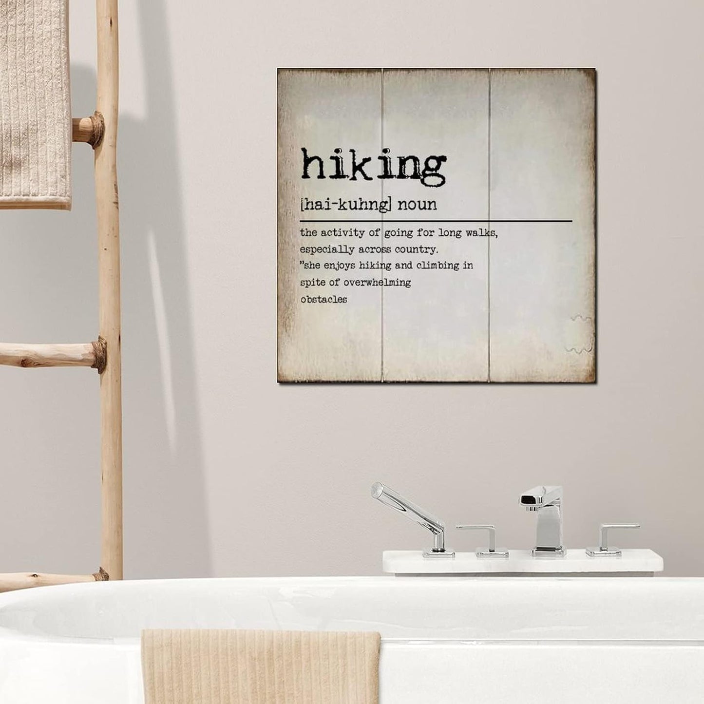 LITTLEGROVE SEEDS Vintage Wood Signs Hiking Definition Typography Wood Plaque Hiking Farmhouse Wall Art Rustic Wall Decorations for Living Room for Home Man Cave Gate Garden Bars Cafes 16x16in
