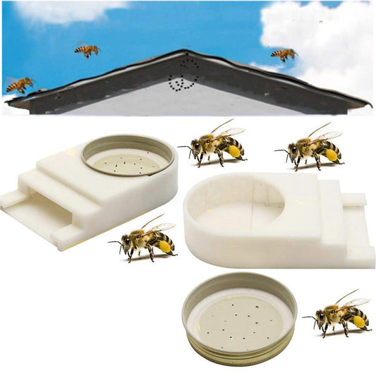 Bee hive Entrance Feeder, Bee Feeder for Beehives Includes Lids Fits Most Small Mouth Canning Feeder and Waterer(4 Pack)
