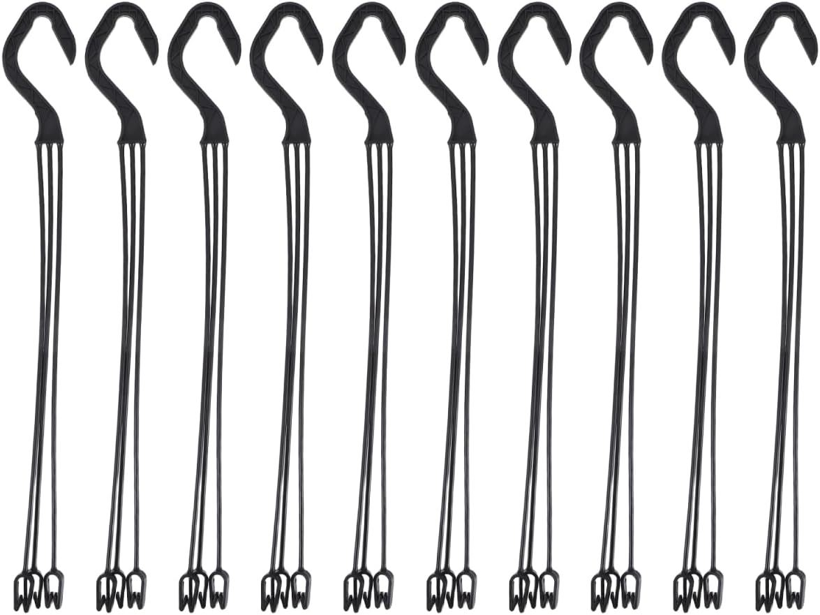 Lurrose 10Pcs Plastic Hanging Basket Hooks Hanging Planter Holder Flower Pot Hangers for Outside and Indoor Small Flower Pots, Black