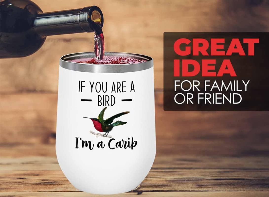 Bird Lover White Edition Wine Tumbler 12oz - Bird and Carib - Hummingbird Nest Cage Parrot Dad Gardening Outdoor Birdwatcher Feeder
