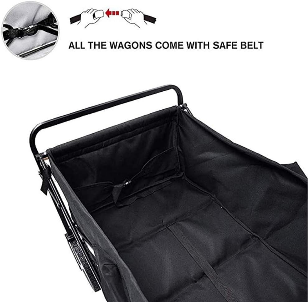 Foldable Pull Wagon Transport Cart,4 Wheeled Collapsible Festival Trolley,Folding Camping Cart with Lining,90Kg Capacity Shopping
