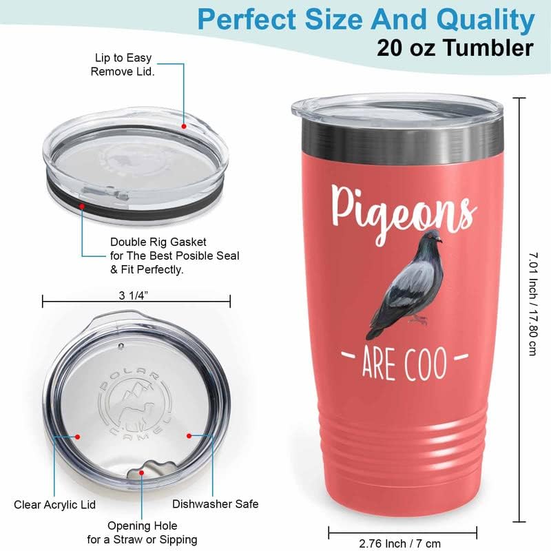 Bird Lover Coral Edition Viking Tumbler 20oz - Pgeons are coo - Hummingbird Nest Cage Parrot Dad Gardening Outdoor Birdwatcher Feeder