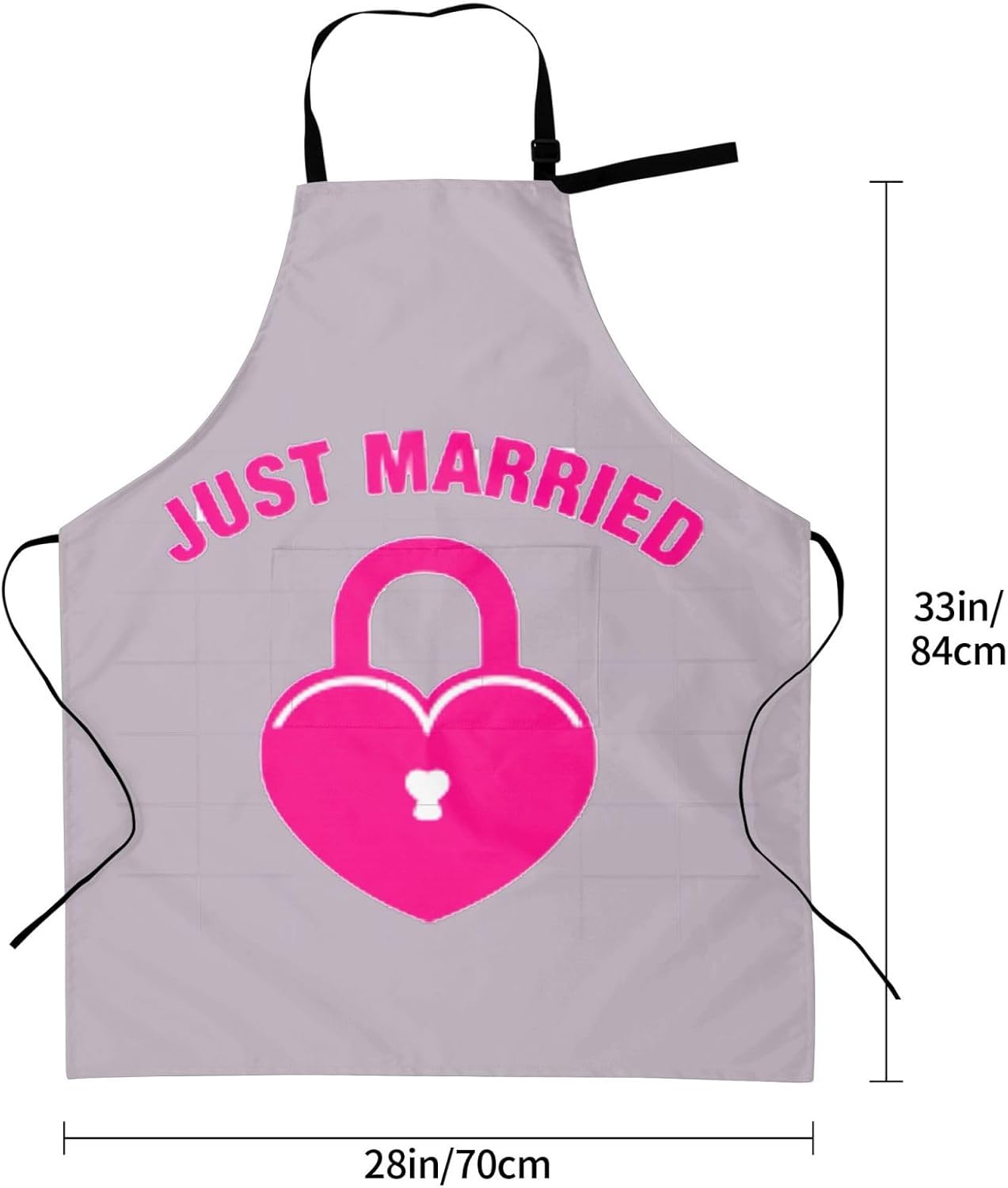 just married Print 28x33 In Adult Kitchen Apron with Pockets Versatile Chef Smock for Cooking Baking