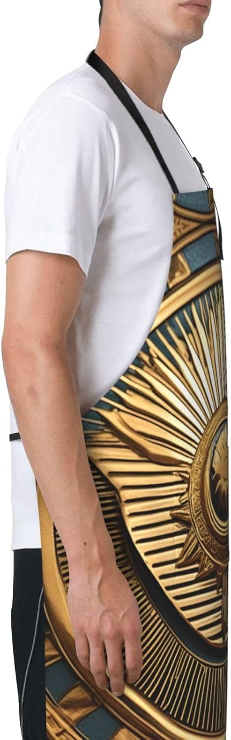 Sun Old Egyptian Timeless Grace print Waterproof chef's apron with pocket apron for kitchen cooking baking barbecue and gardening