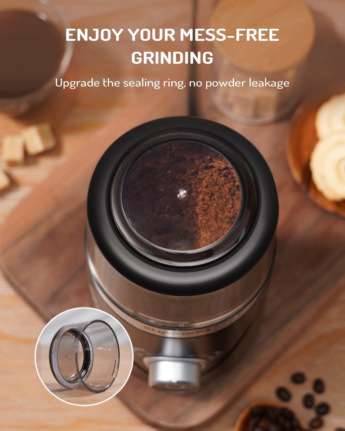 SHARDOR Electric Super Silent Blade Coffee Grinder, Timed Grind Contro
