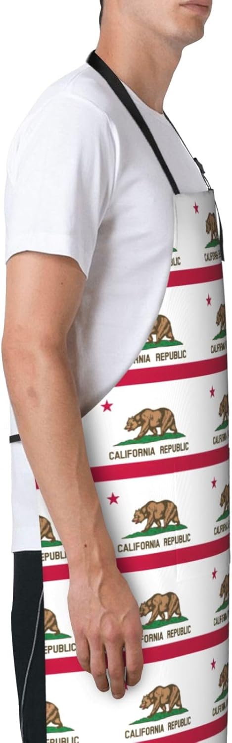 YANYU California state flag Print 28x33 In Kitchen Apron Stylish Chef Apron with Pockets for Cooking Baking Painting