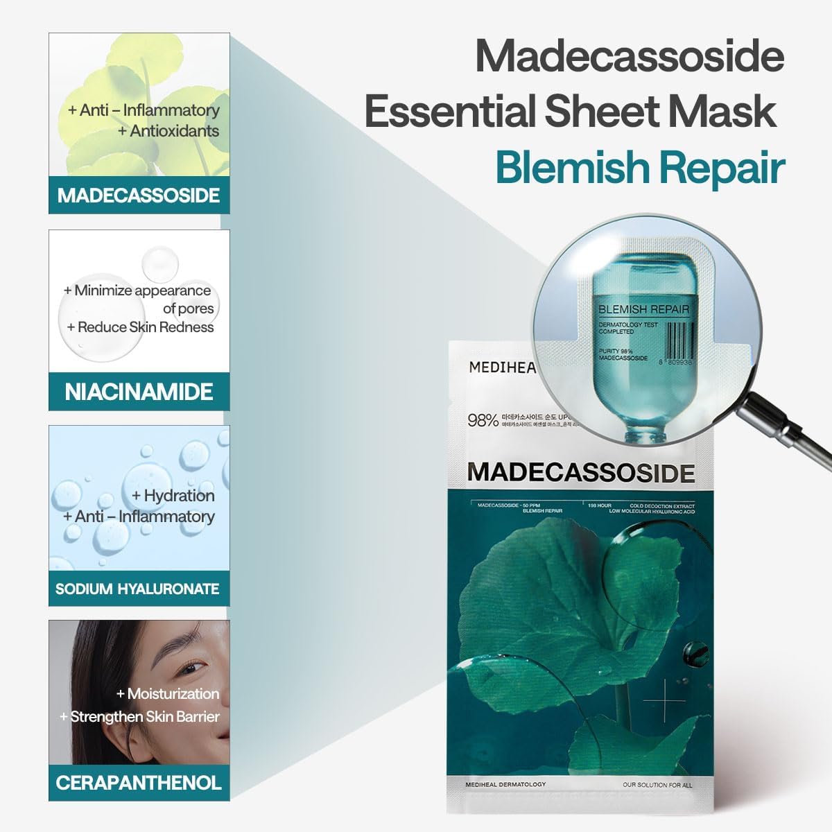 Mediheal Essential Face Mask [Madecassoside] Blemish Repair 10 pcs. wi