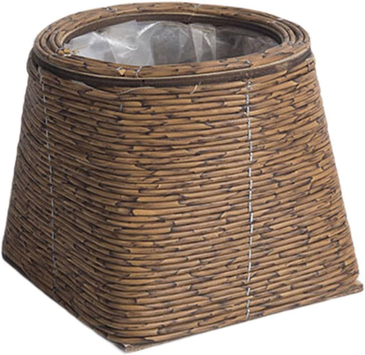 Rattan Flower Basket, Wicker Woven Planter with Plastics Liner, Hand Woven Basket Planter, Desktop Flower Pot for Bathrooms Kitchens Home Office