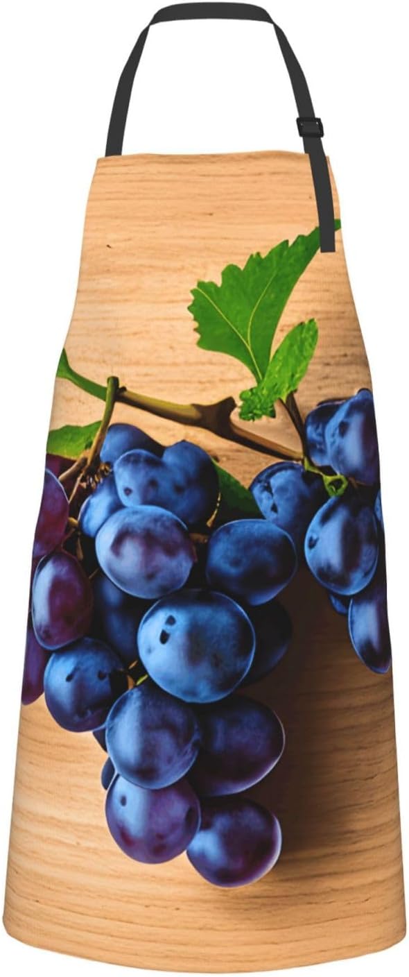 YANYU Grape pattern Print 28x33 In Kitchen Apron Stylish Chef Apron with Pockets for Cooking Baking Painting