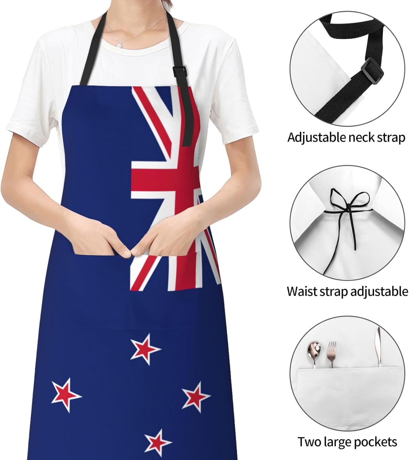 New Zealand Flag print Waterproof chef's apron with pocket apron for k