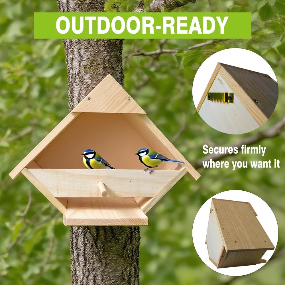 Weatherproof Cedar Dove Nesting Box - Outdoor Handmade Bird House with Triangular Entry | Attracts Mourning Doves