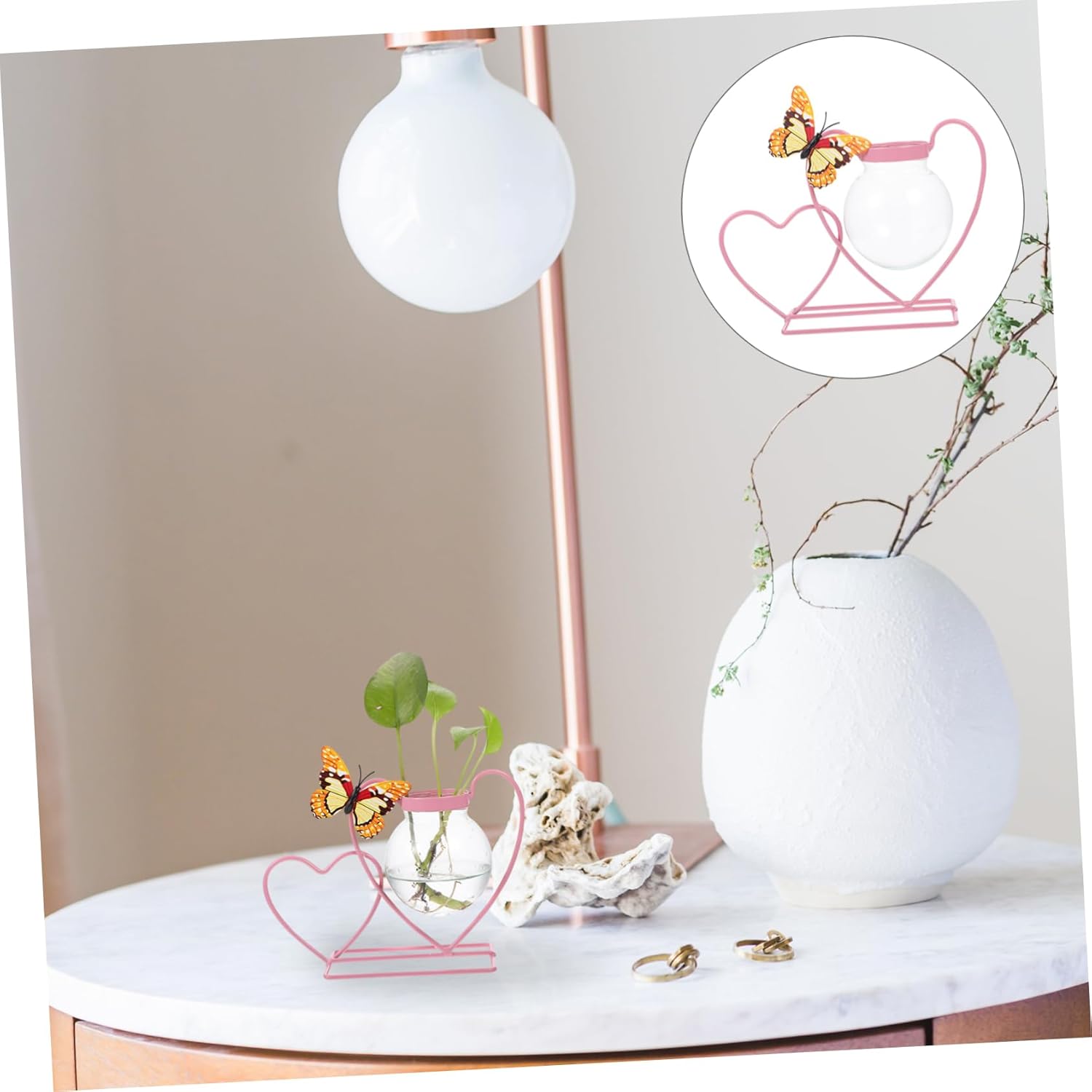 PRETYZOOM Heart Hydroponic Planter Iron Art Decorative Vase for Green 