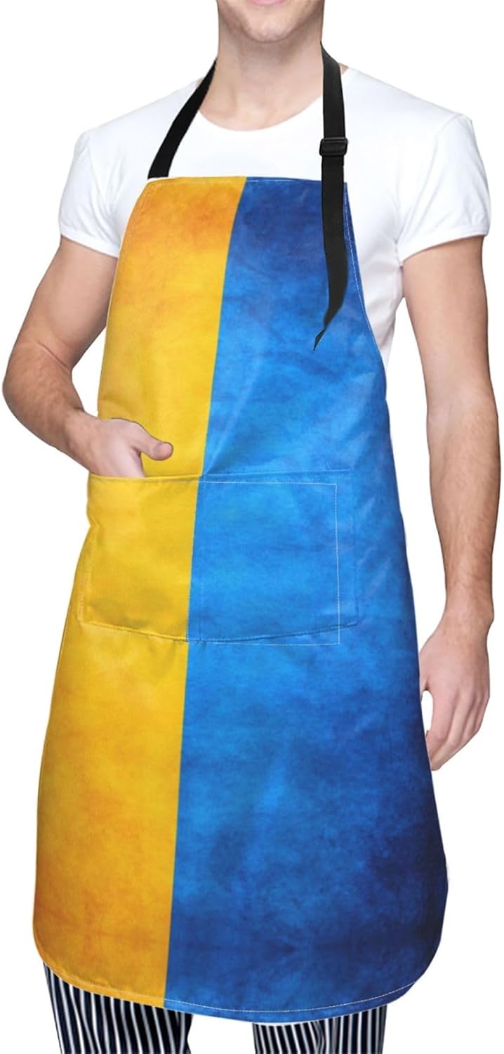 Ukrainian flag print Waterproof chef's apron with pocket apron for kit