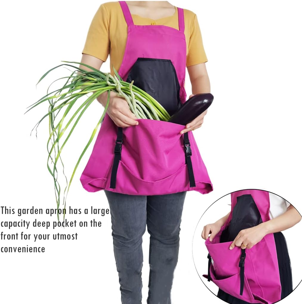 Taoke Waterproof Oxford Gardening Apron with Pockets, with Adjustable Strap and Pocket for Harvesting, Gift for Women/Men