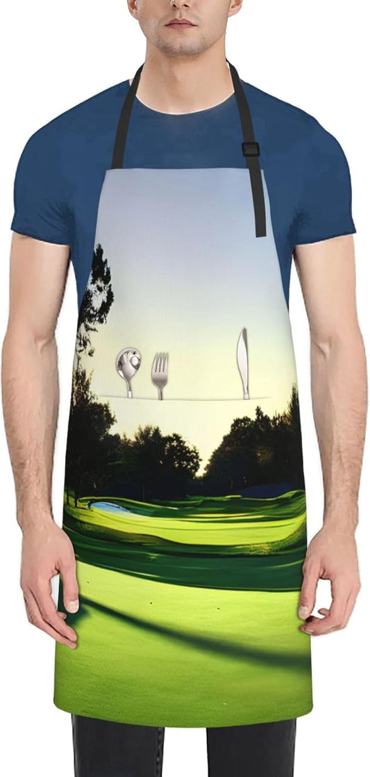 YANYU Golf Course Print 28x33 In Kitchen Apron Stylish Chef Apron with