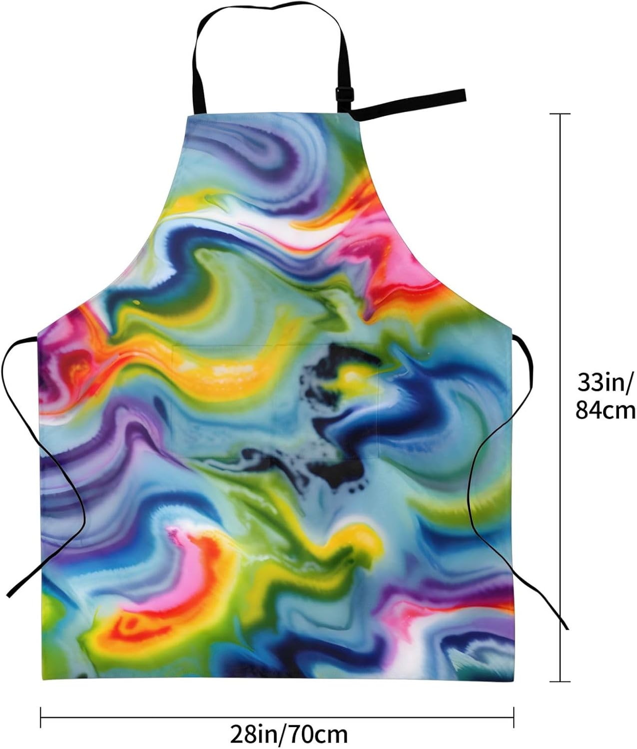 YANYU Tie Dye Print 28x33 In Kitchen Apron Stylish Chef Apron with Pockets for Cooking Baking Painting