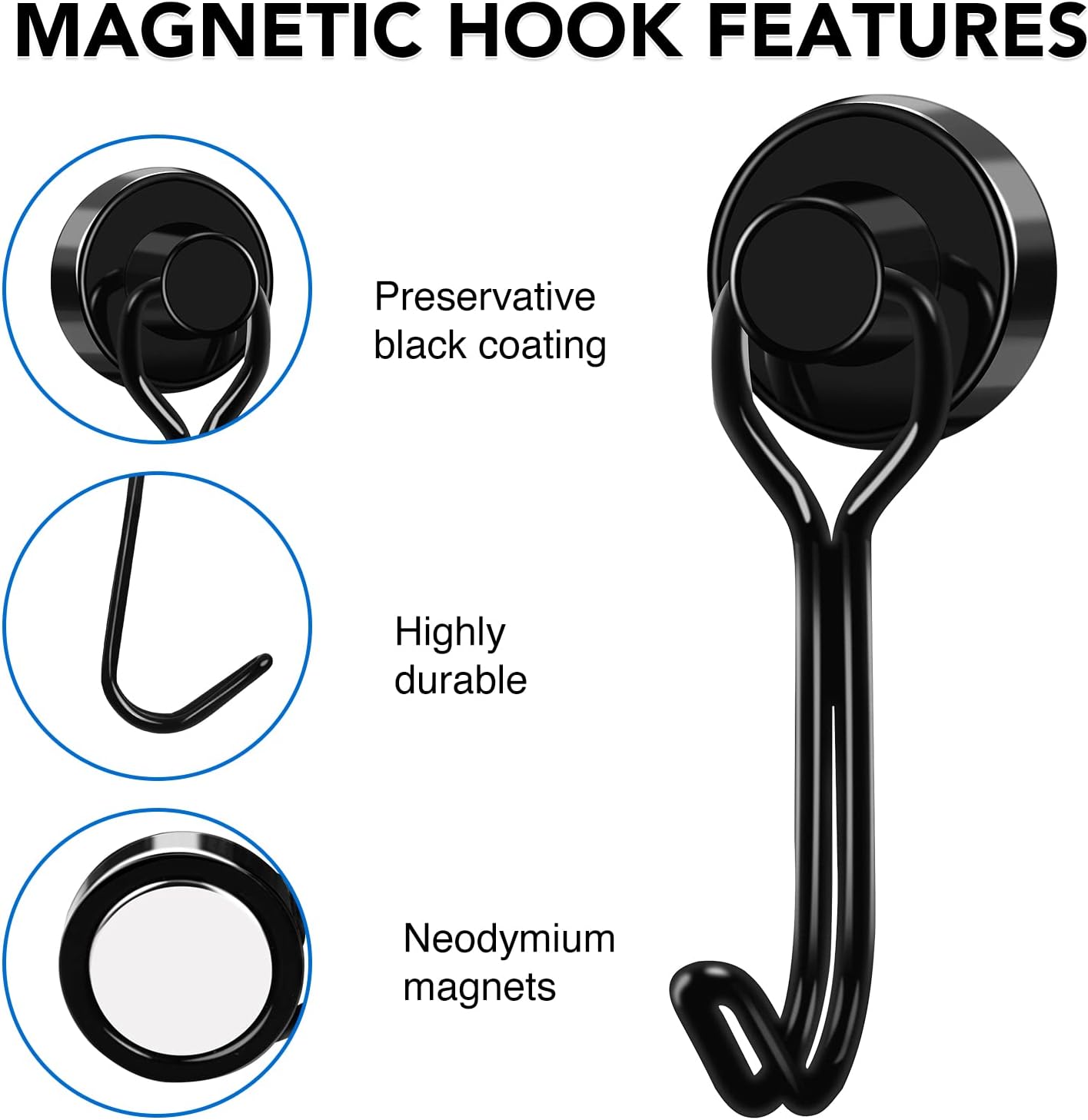 LOVIMAG Hooks, 30lbs+ Magnetic Magnet Hook 2026 Cruise Cabin Ship Essentials Heavy Duty Strong Refrigerator Fridge Hanging for Classroom Beach Vacation Kitchen Grills Home Mug Hanger (6 Pack)