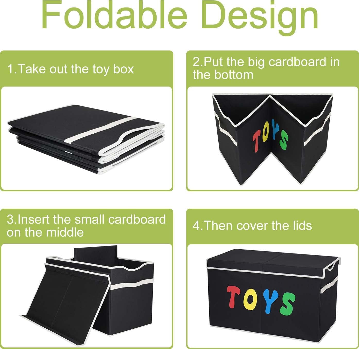 Toy Box Chest, Collapsible Sturdy Storage Bins with Lids, Extra Large 