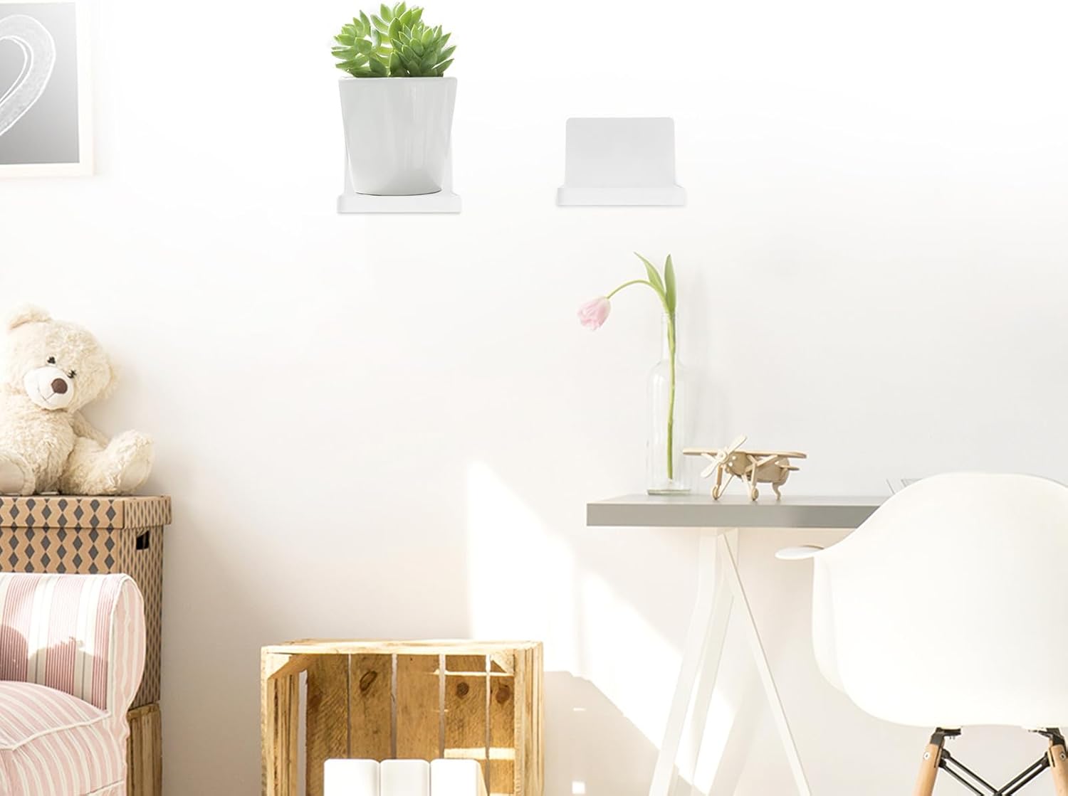 PRETYZOOM 3Pcs White Small Plant Shelf Wall-Mounted Flowerpot Storage 