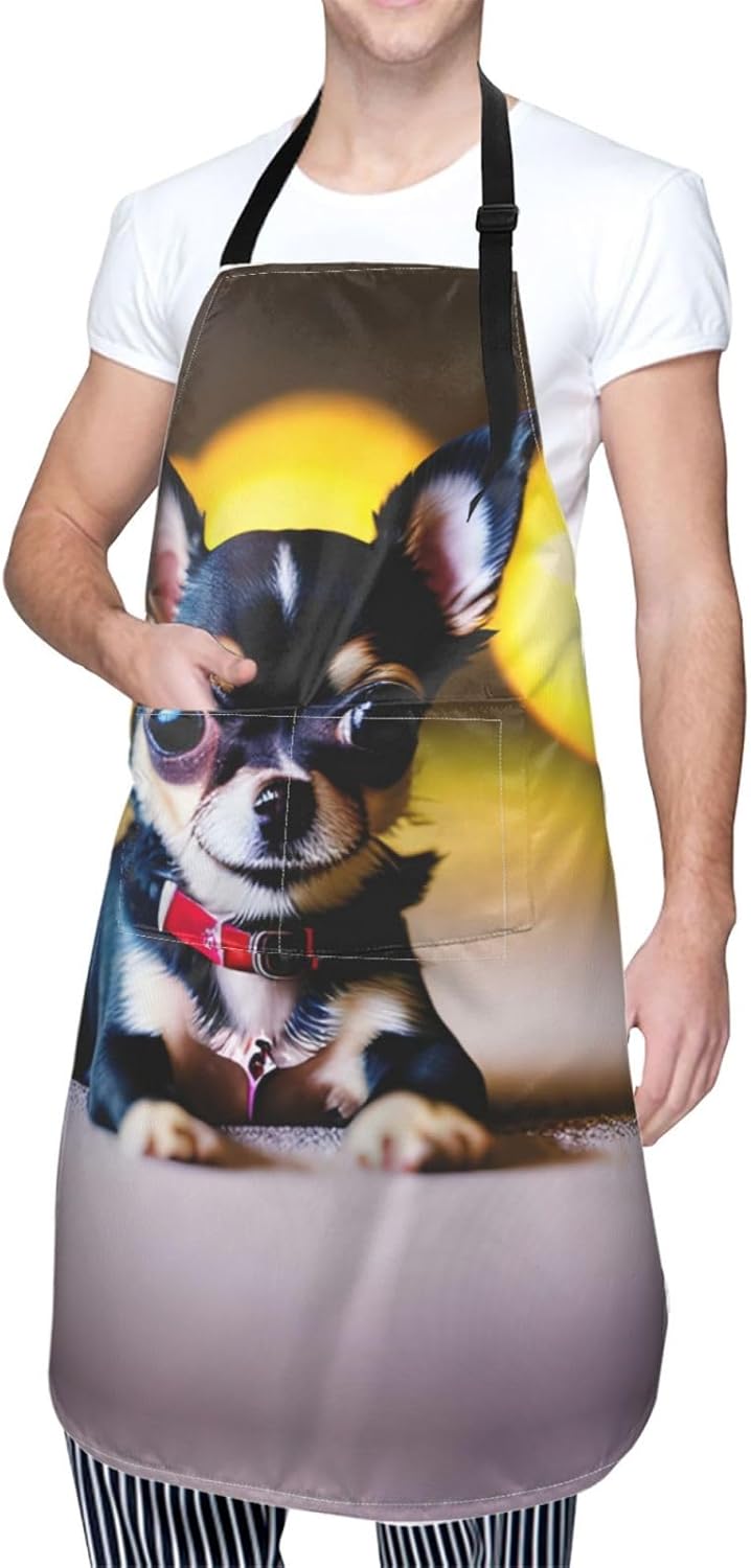 Chihuahua Dog print Waterproof chef's apron with pocket apron for kitchen cooking baking barbecue and gardening