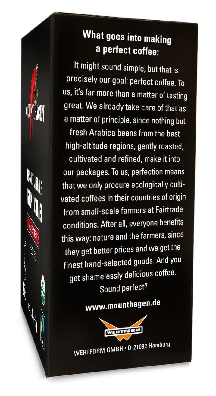 Mount Hagen 25 Count Single Serve Instant Coffee Packets | Organic Medium Roast Arabica Beans | Eco-friendly, Fair-Trade [25 sticks/1.76oz/50g]