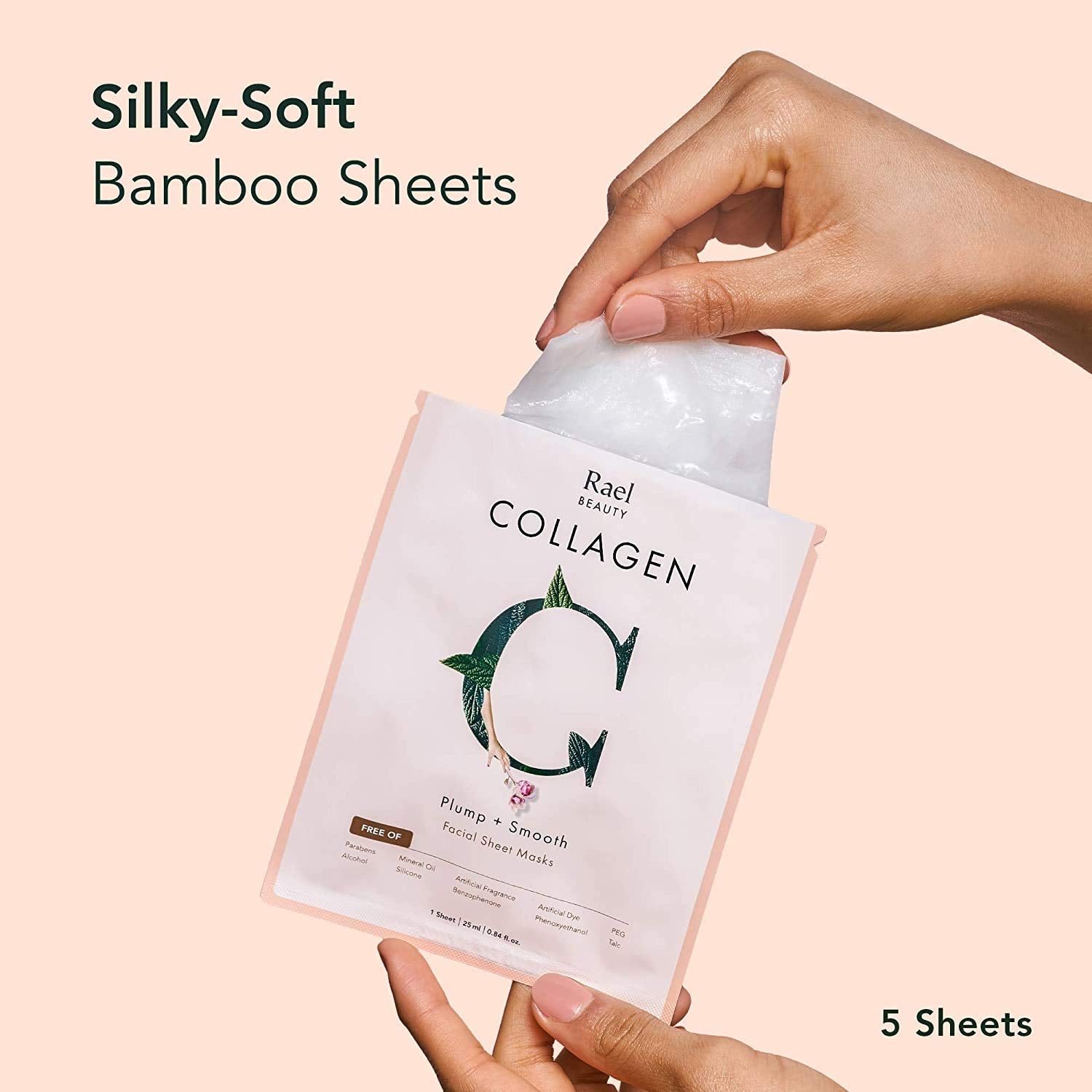Rael Face Mask Skin Care, Collagen Face Masks - Bamboo Facial Sheet Ma