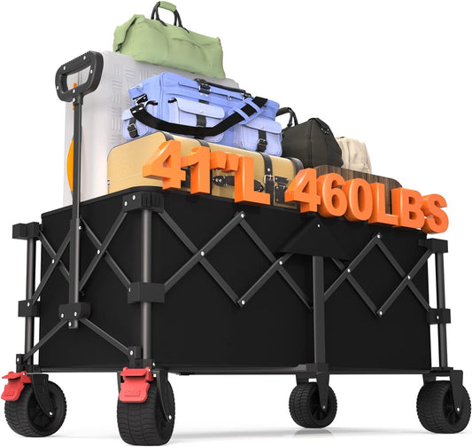 41" L Collapsible Large Wagon Cart Foldable, 460LB Weight Capacity 220