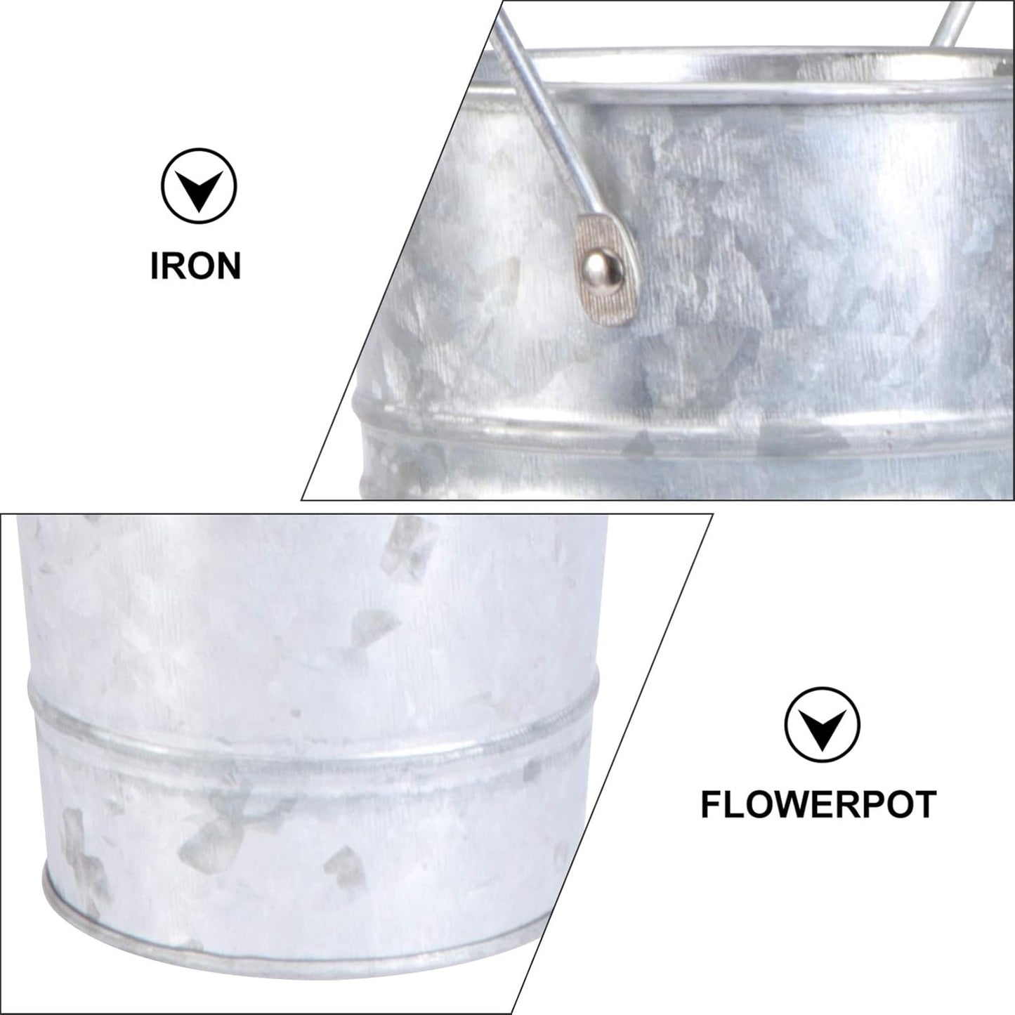 Hemoton Vintage Rustic Iron Sheet Simulated Flower Bucket Vase 10.03 Inch Decorative Floral Pail for Home D Cor and Dried Flower Arrangements