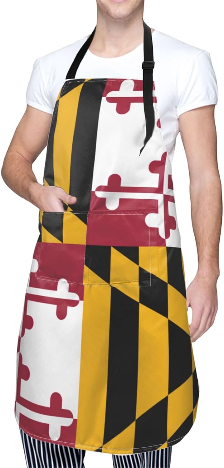 Maryland State Flag print Waterproof chef's apron with pocket apron fo