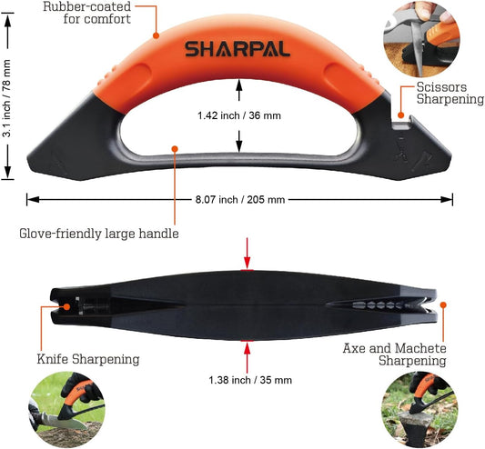 SHARPAL 112N 3-in-1 Knife & Garden Tool Sharpener for Axe, Hatchet, Machete & Scissors, Blade Repair & Restoration Tool