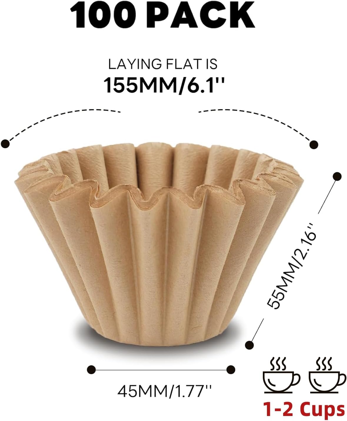 Disposable Small Coffee Filters,100PCS Unbleached Basket Coffee Paper 