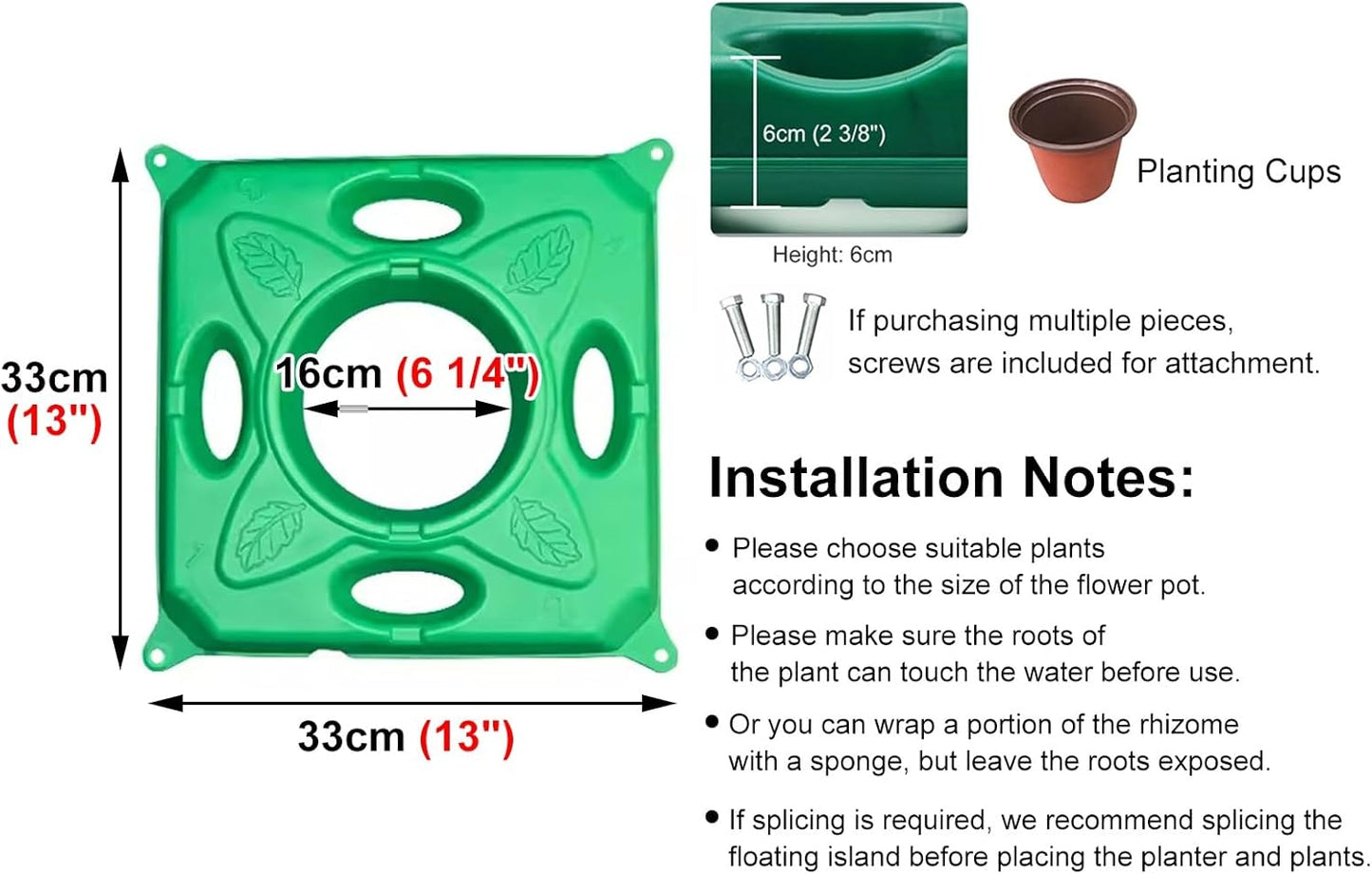 Aquarium Water Plants Floating Planter Basket Outdoor Plant Island for