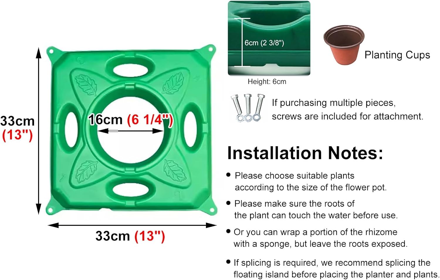 Aquarium Water Plants Floating Planter Basket Outdoor Plant Island for