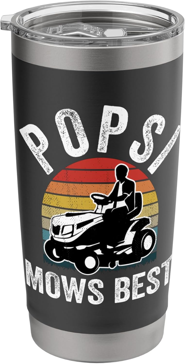 Popsi Mows Best Funny Gardener Lawn Care Father's Day Stainless Steel Insulated Tumbler
