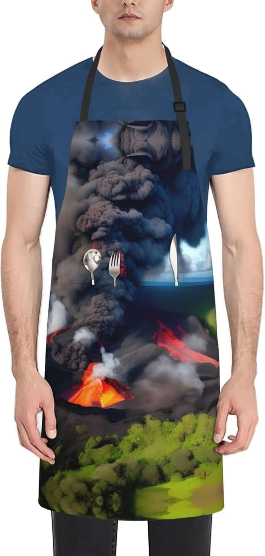 Kilauea Volcano Bloom Print Laundry apron 28x33 In Waterproof Kitchen 